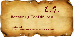 Beretzky Teofánia névjegykártya